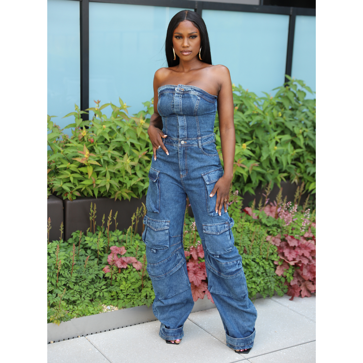 Denim Cargo Jumpsuit