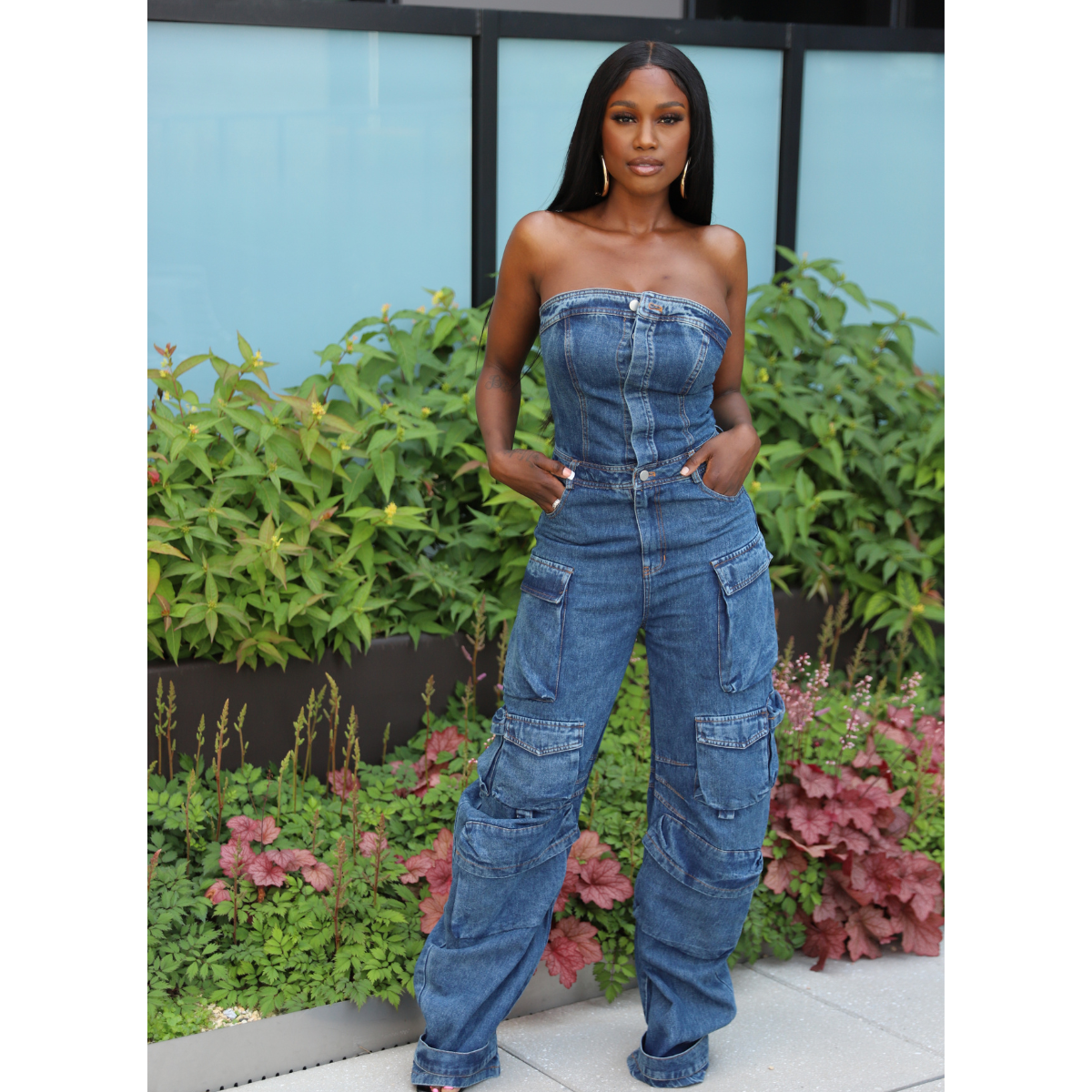 Denim Cargo Jumpsuit