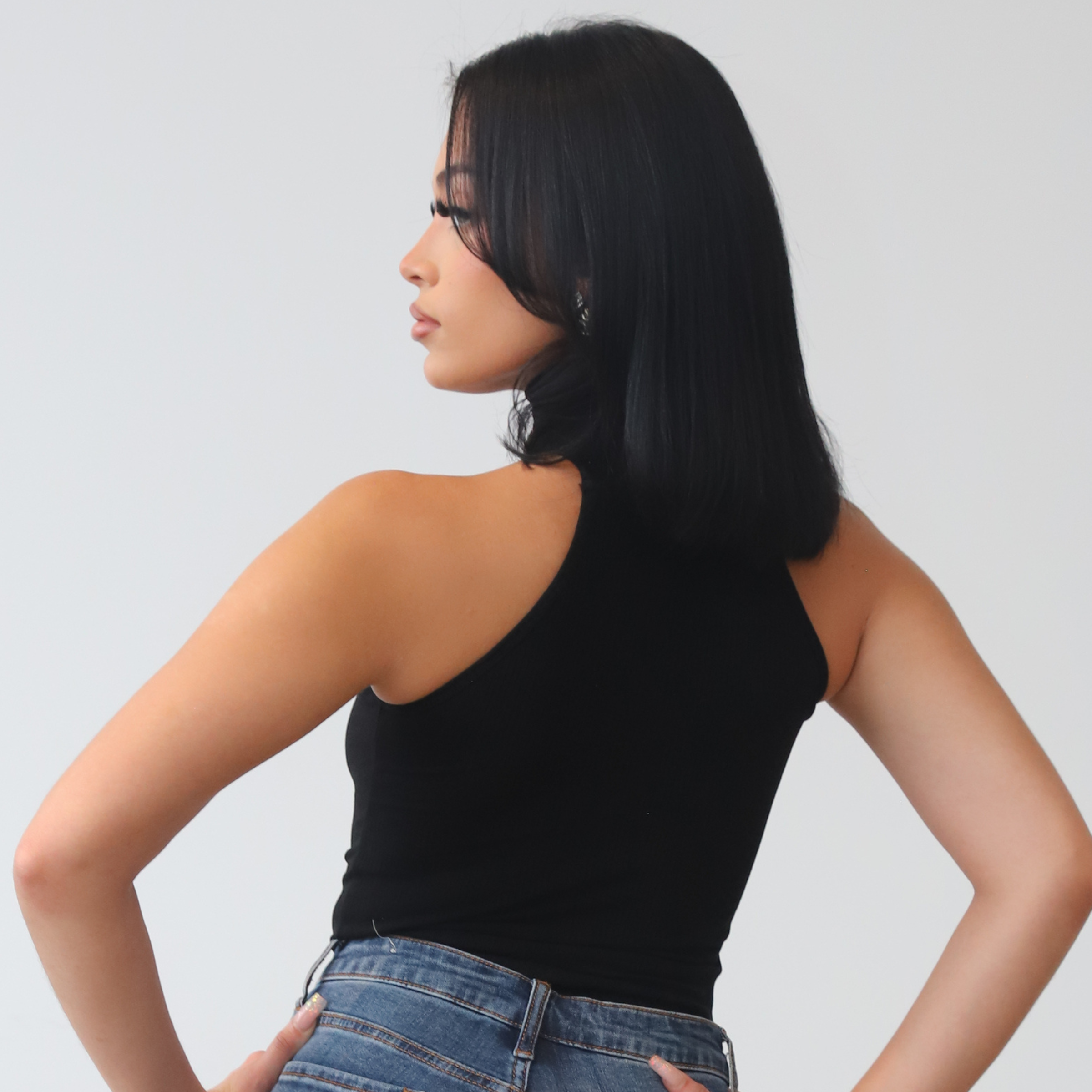 Black Sleeveless Turtleneck Top