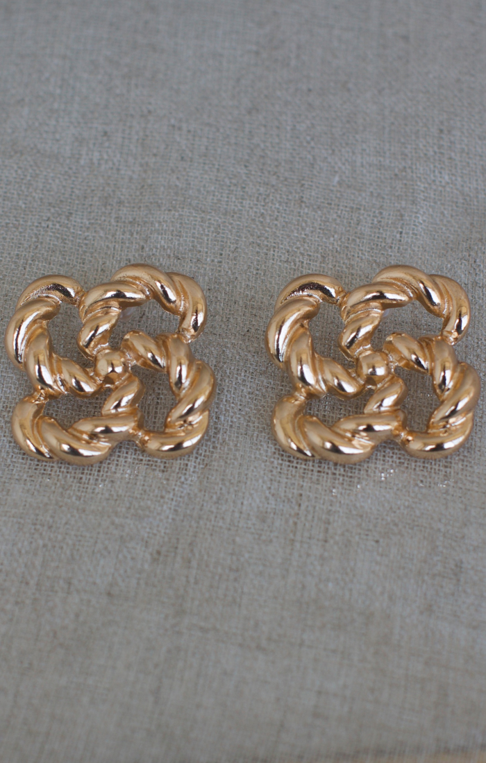 Twisted Gold Stud Earrings