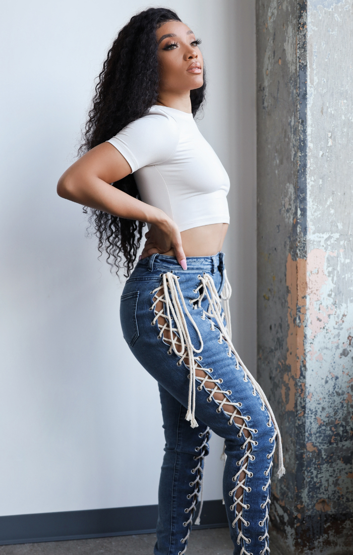 LACED UP JEAN PANTS I CORSET STYLE JEANS – EditTheLabel