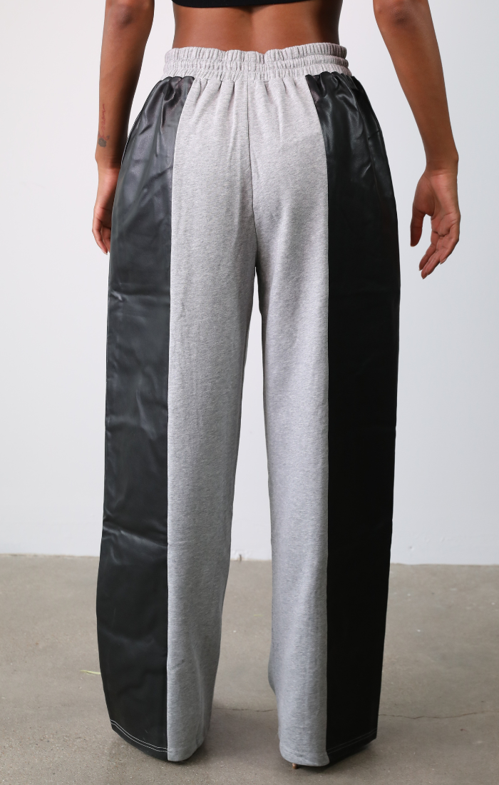 Split Decision Vegan Leather Two-toned Joggers