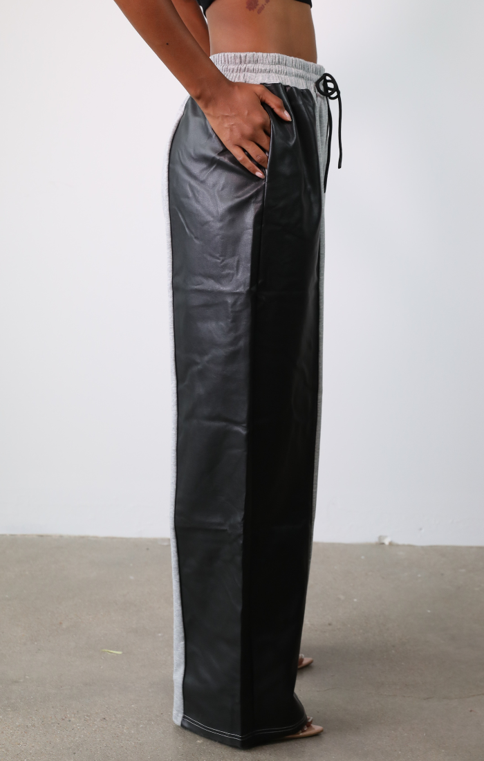 Split Decision Vegan Leather Two-toned Joggers