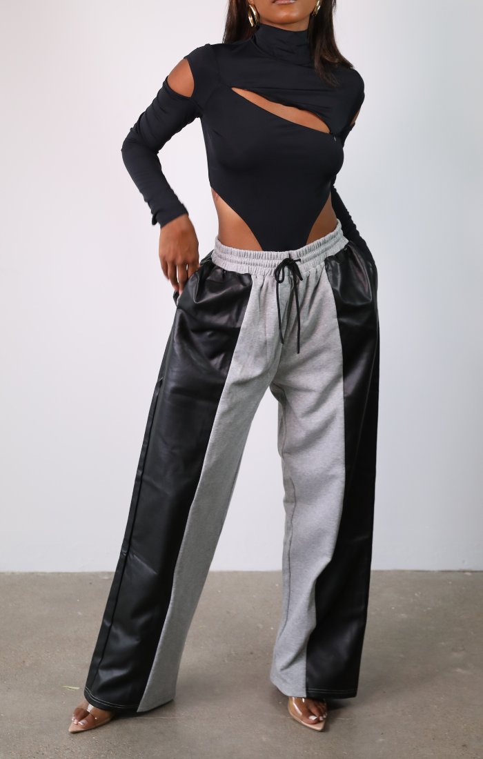 Split Decision Vegan Leather Two-toned Joggers