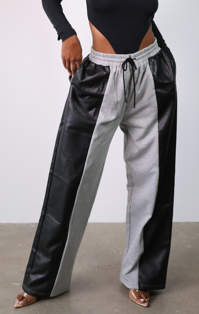 Split Decision Vegan Leather Two-toned Joggers