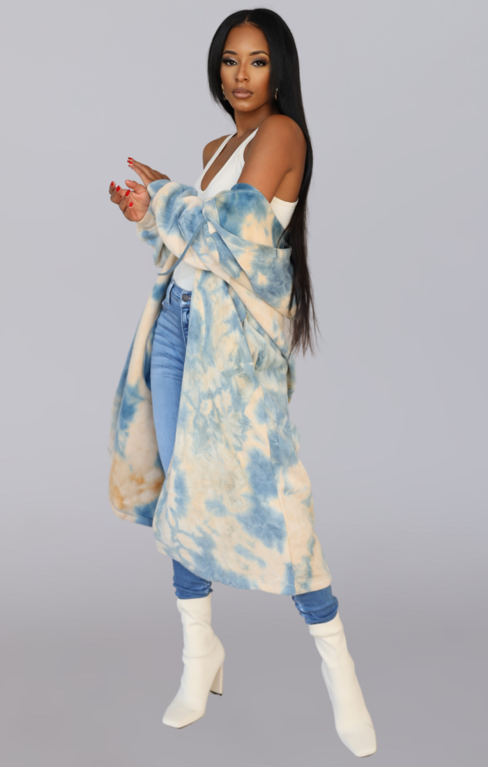 IZZY I OVERSIZED TIE DYE LONG WARM HOODIE SWEATER