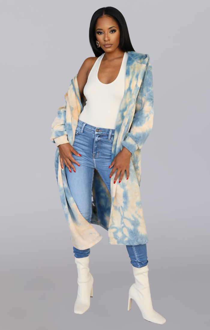 IZZY I OVERSIZED TIE DYE LONG WARM HOODIE SWEATER