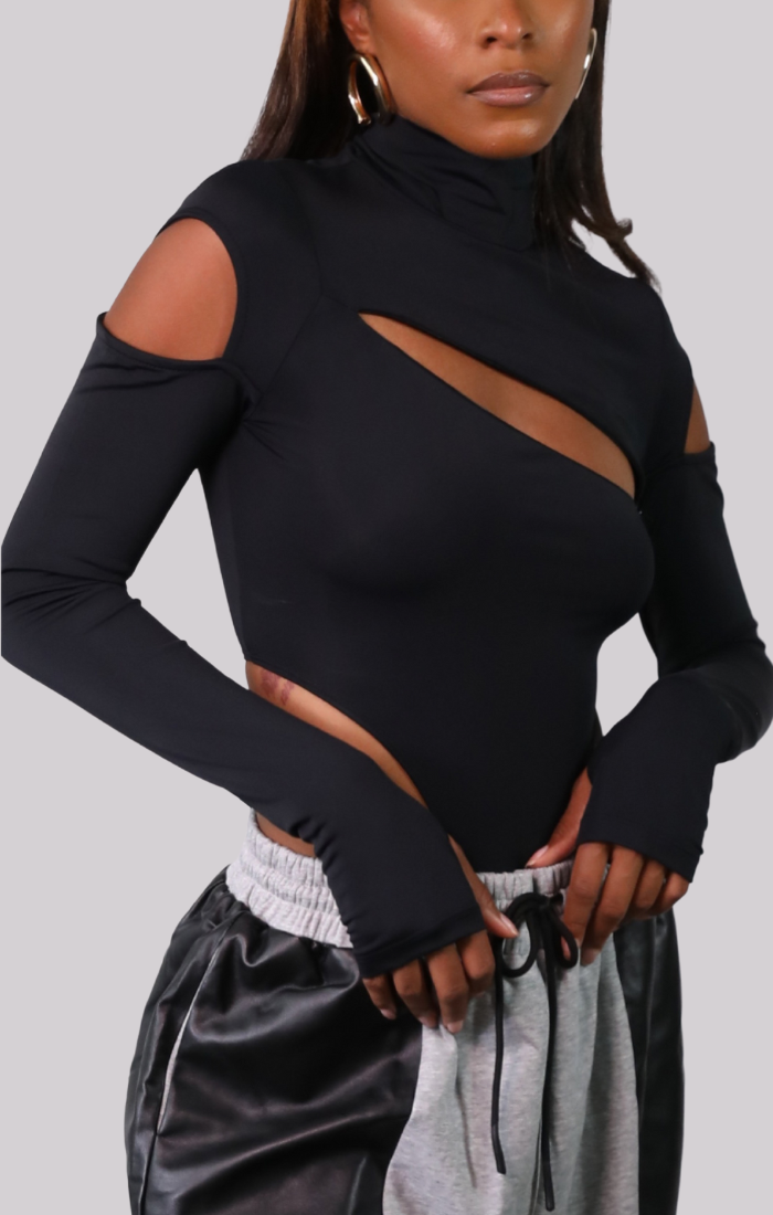 Off Shoulder Woman Bodysuit. Open Shoulder Bodysuit. Long Sleeve