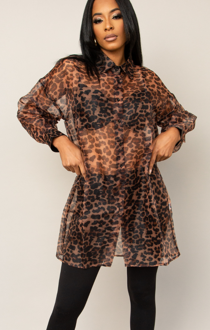 ALAINA I OVERSIZED MESH LEOPARD PRINT SHIRT