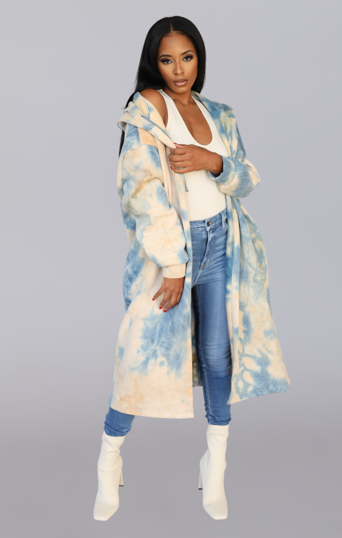 IZZY I OVERSIZED TIE DYE LONG WARM HOODIE SWEATER