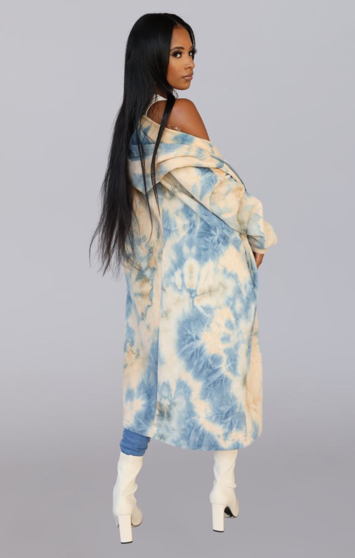 IZZY I OVERSIZED TIE DYE LONG WARM HOODIE SWEATER