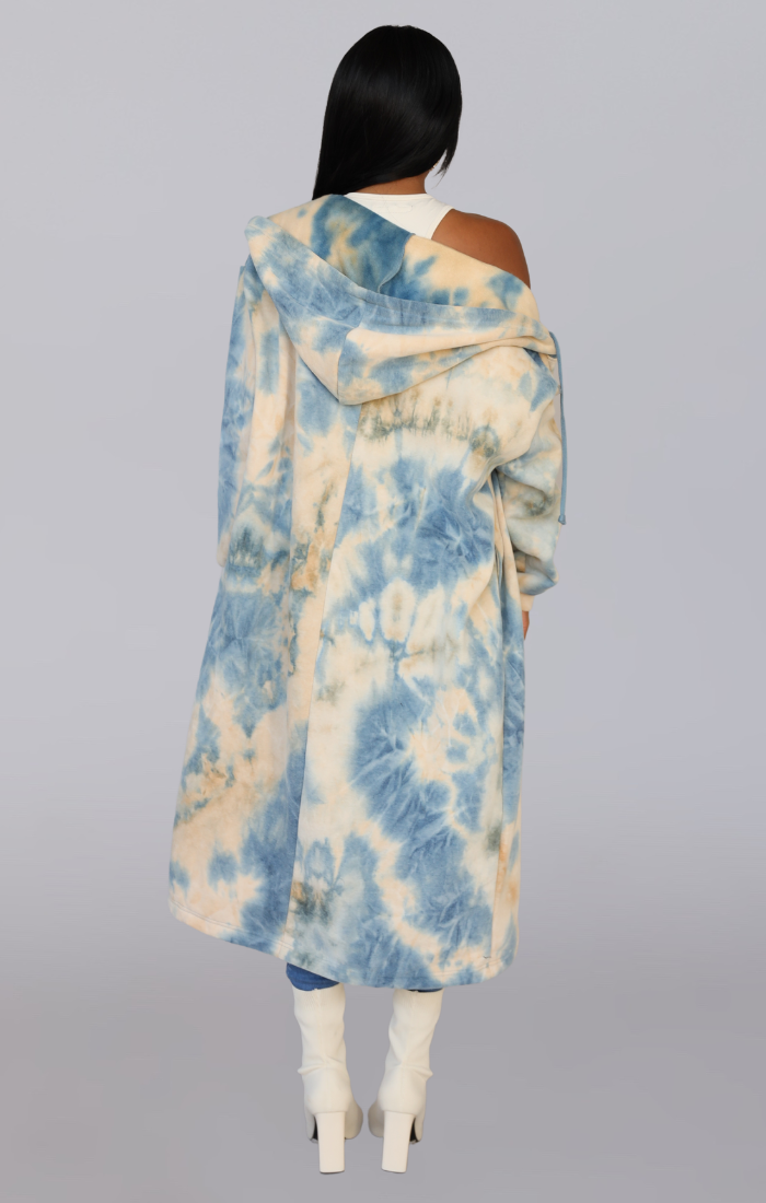 IZZY I OVERSIZED TIE DYE LONG WARM HOODIE SWEATER