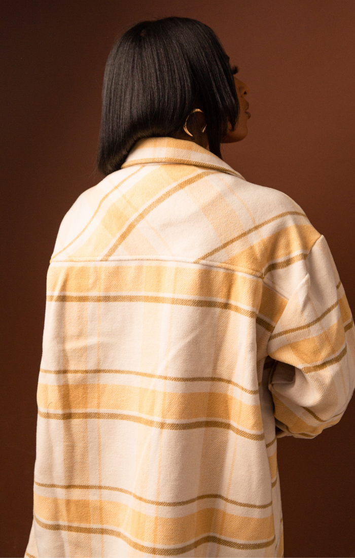 CLAIRE I THICK PLAID SHACKET (YELLOW)