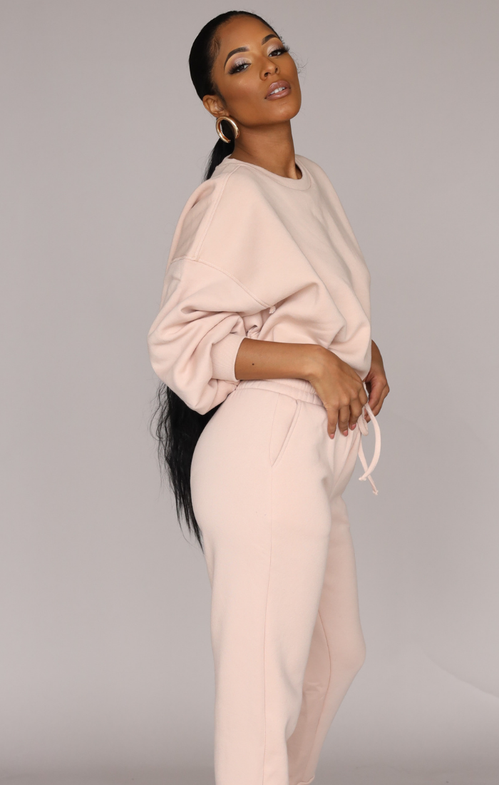 So Chic Sweatpants Set (Pastel Pink)