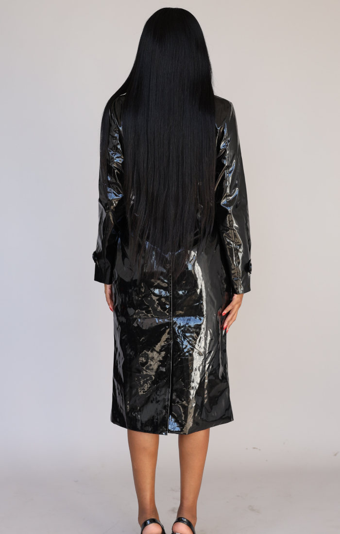 NAOMI I PATENT LEATHER TRENCH COAT