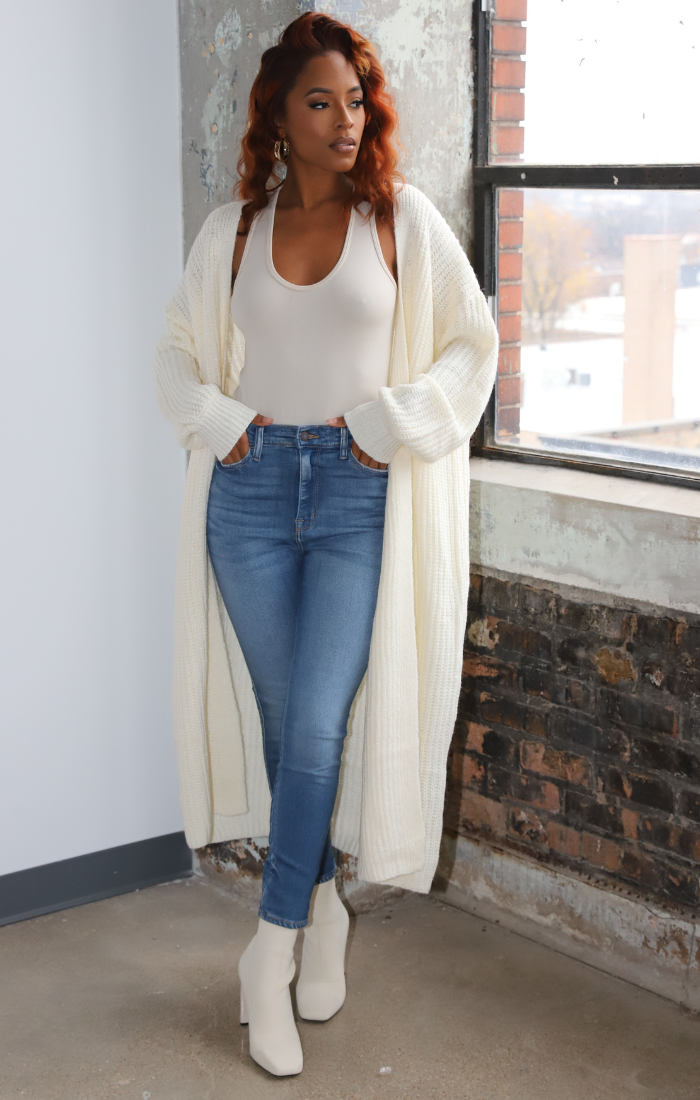 Long Sleeve Maxi Sweater (Cream)