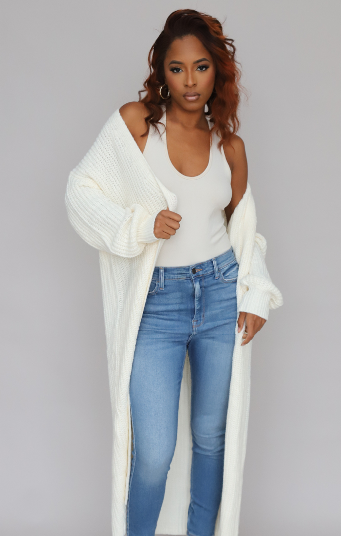 Long Sleeve Maxi Sweater (Cream)