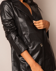 EVA I VEGAN LEATHER BLAZER (BROWN)