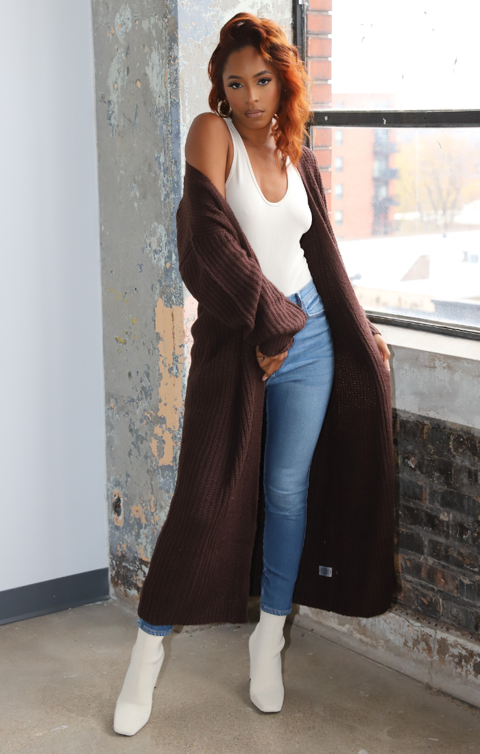 Long Sleeve Maxi Sweater (Chocolate)