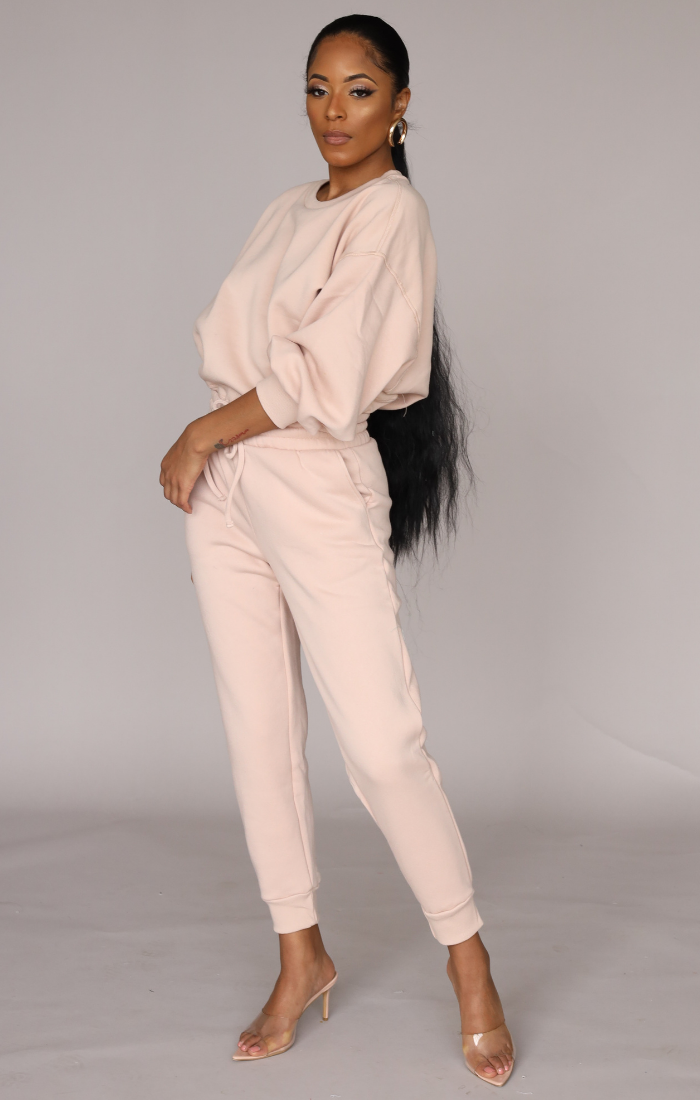So Chic Sweatpants Set (Pastel Pink)