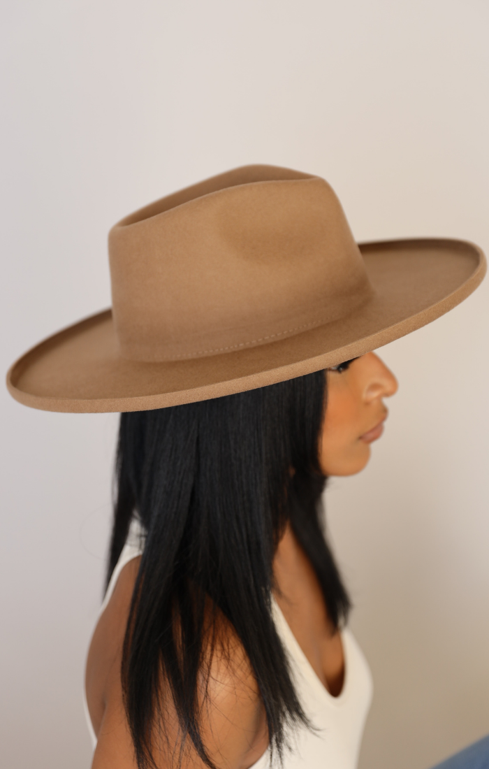 Wide Pencil Brim Hat (Camel)