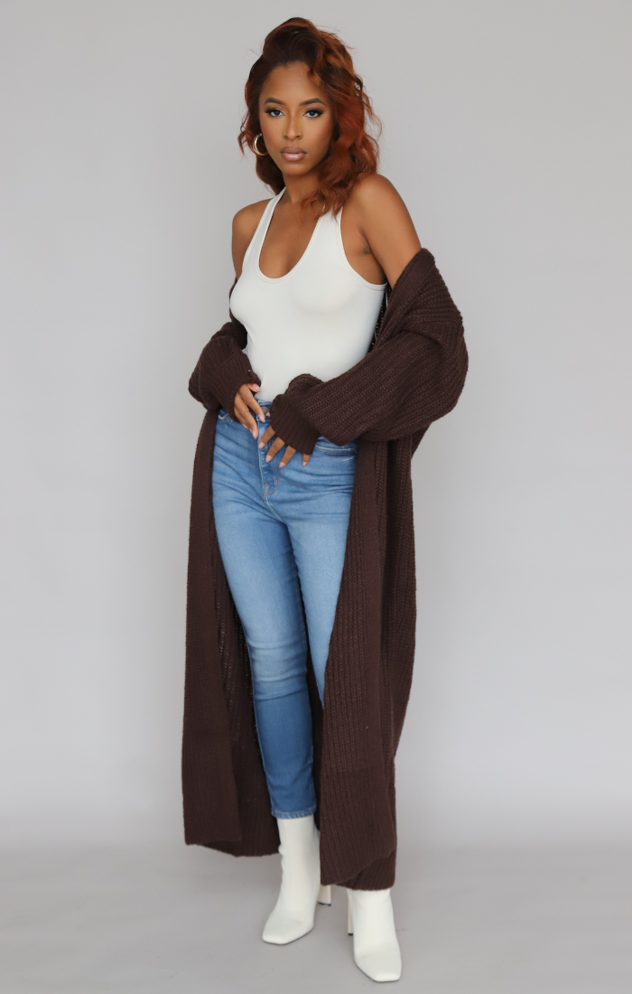Long Sleeve Maxi Sweater (Chocolate)