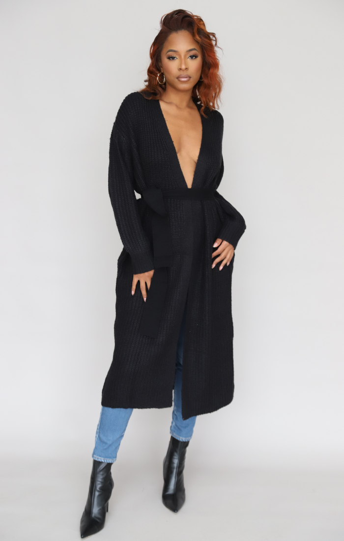 Long Sleeve Maxi Sweater (Black)