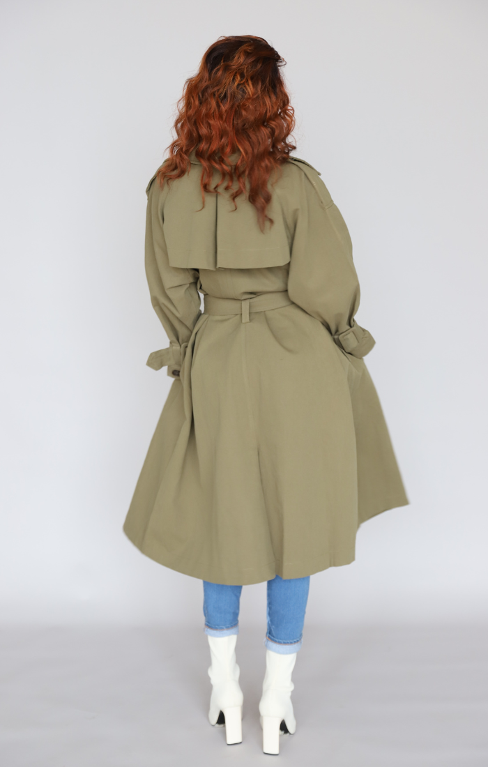 Olive Belted Trench Coat