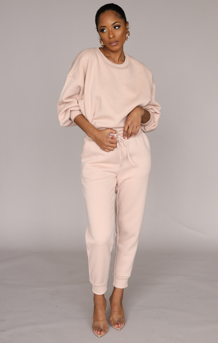 So Chic Sweatpants Set (Pastel Pink)