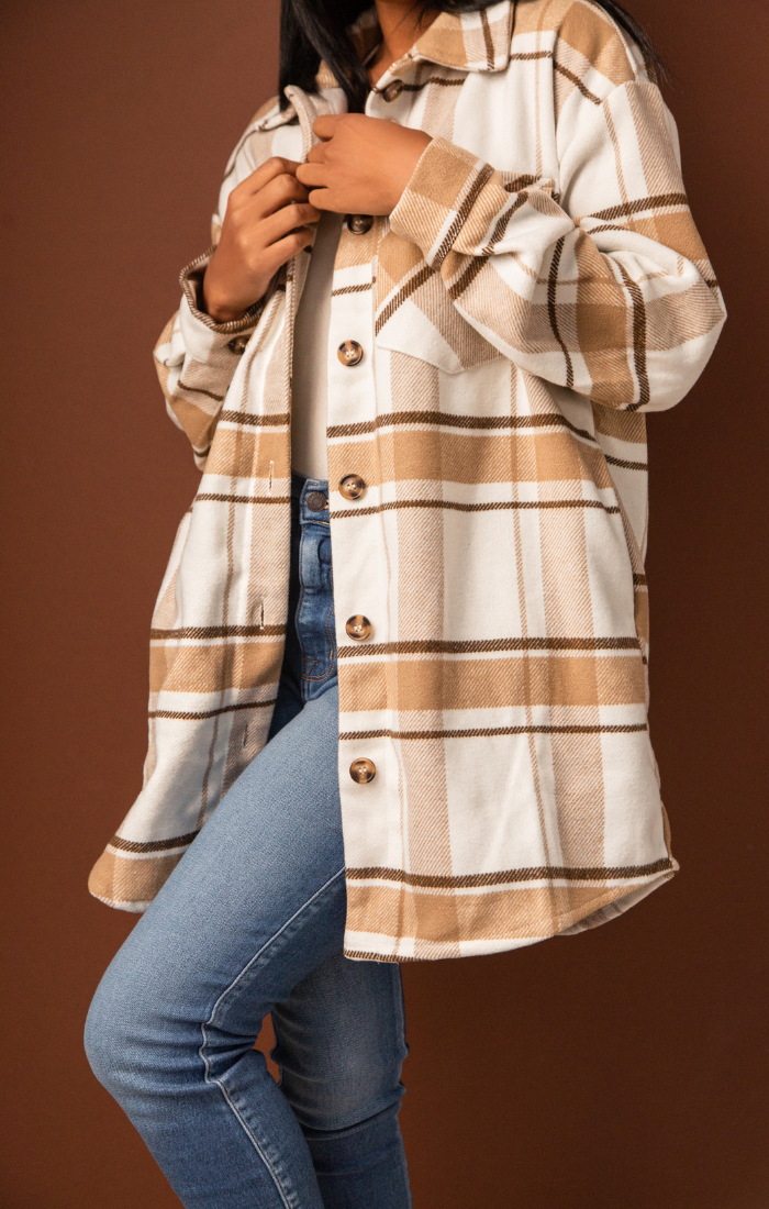 CLAIRE I THICK PLAID SHACKET (YELLOW)