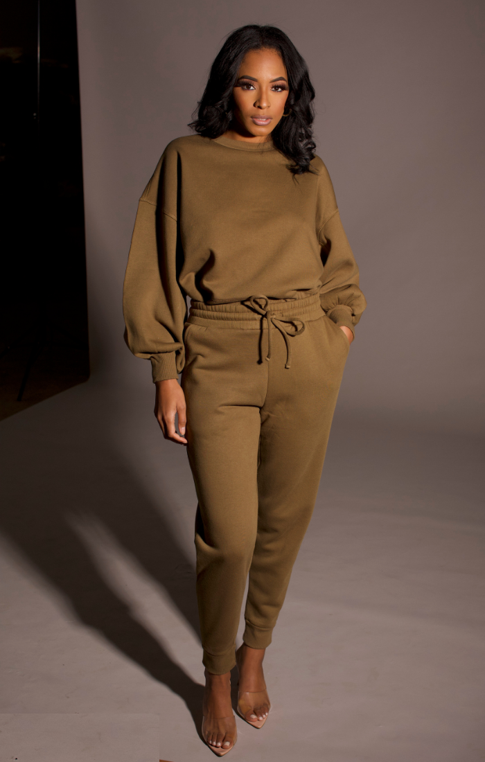 So Chic Sweatpants Set (Taupe)