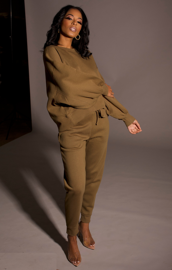 So Chic Sweatpants Set (Olive)