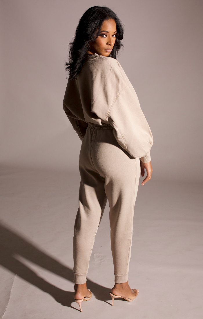 So Chic Sweatpants Set (Taupe)