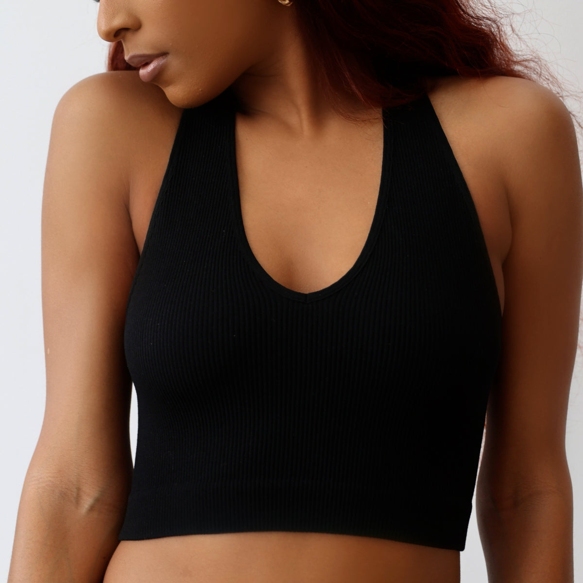 Micro Ribbed Contour Vneck Tank