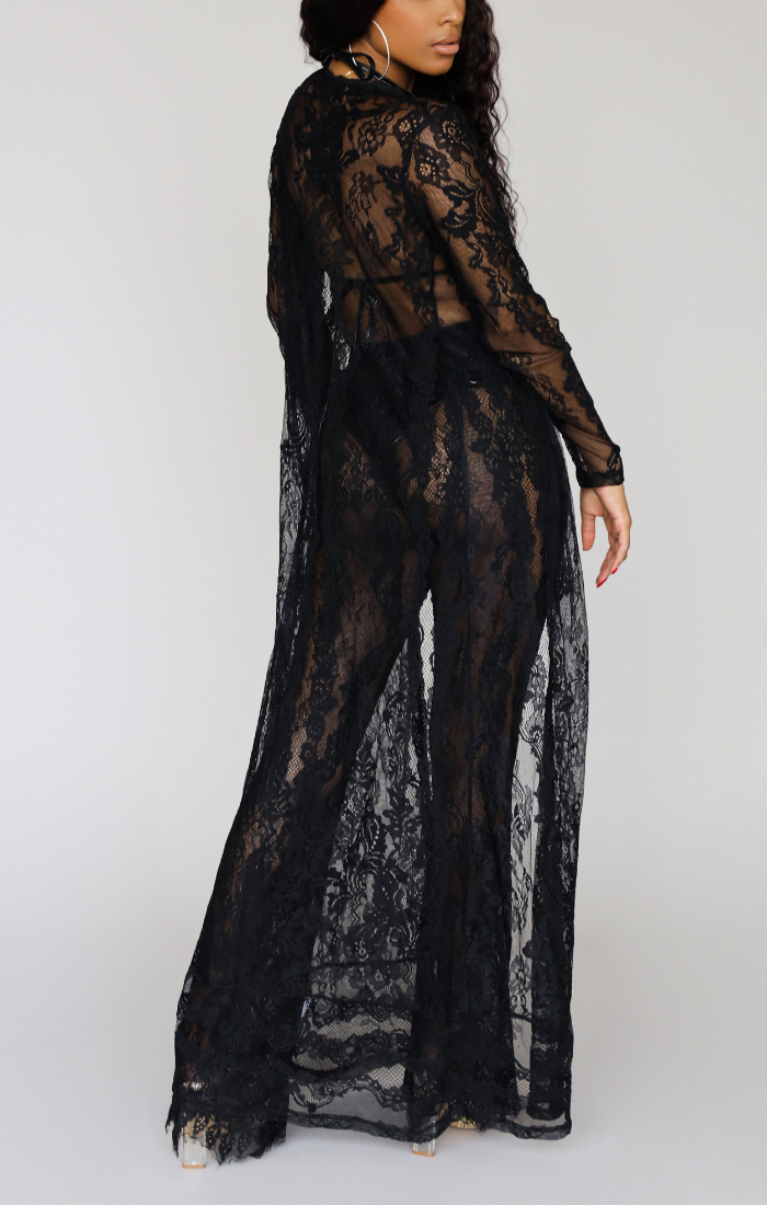 Vacation Please I Lace Duster and Pants Set