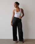 Satin Wide Leg Pants (Black)