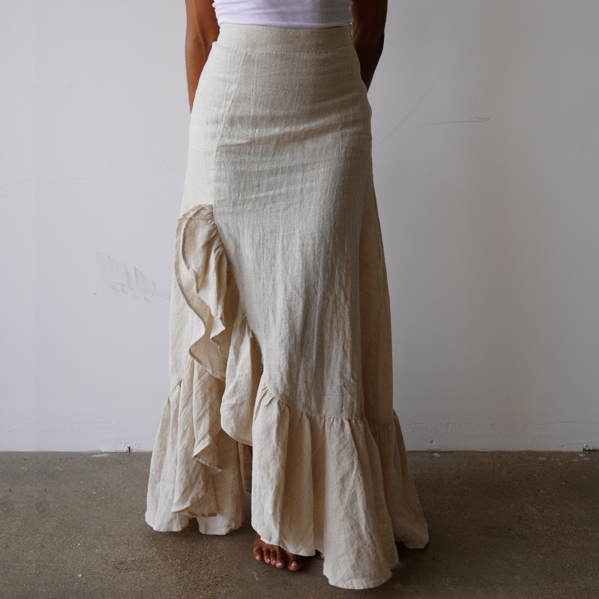 Linen Flowy Maxi Skirt