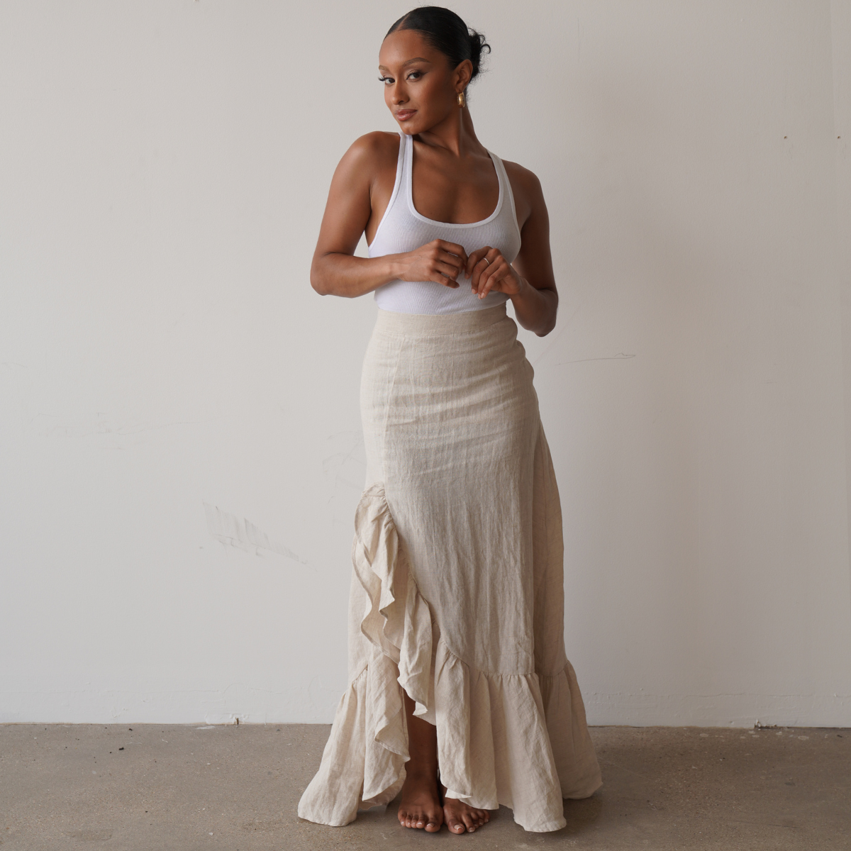 Linen Flowy Maxi Skirt