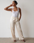 Satin Wide Leg Pants (Cream)