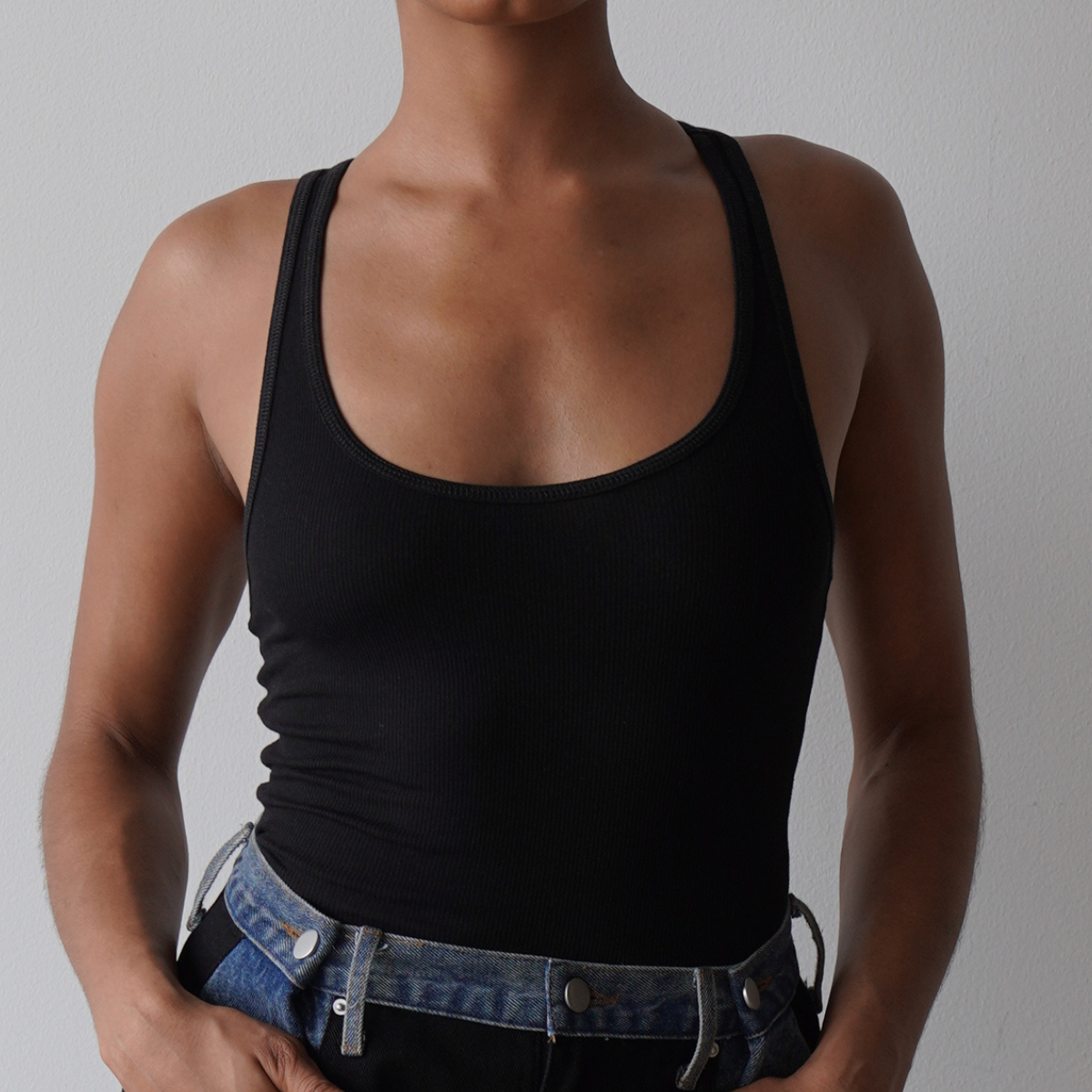 Everyday Stretch Ribbed Tank (Black)