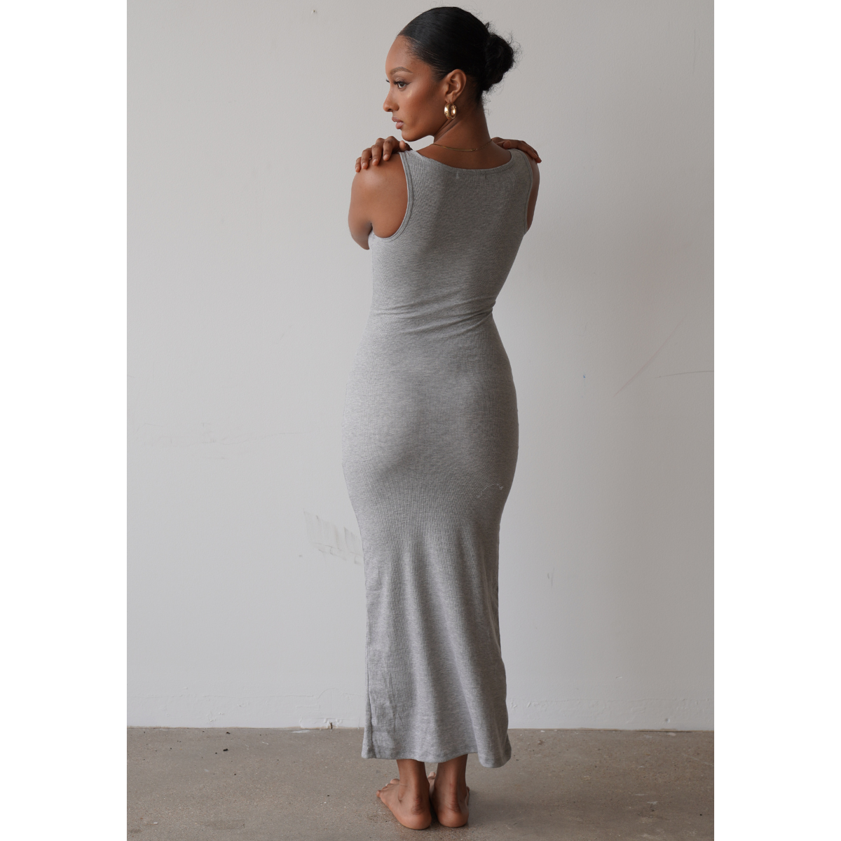 Staple Ribbed Maxi Dress (Heather Grey)