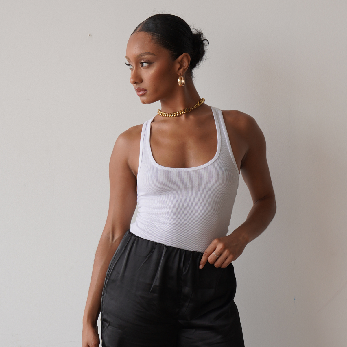 Everyday Stretch Ribbed Tank (Black)