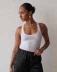 Everyday Stretch Ribbed Tank (White)