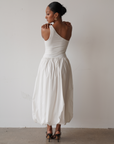 One shoulder Maxi Balloon Dress (White)