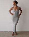 Staple Ribbed Maxi Dress (Heather Grey)