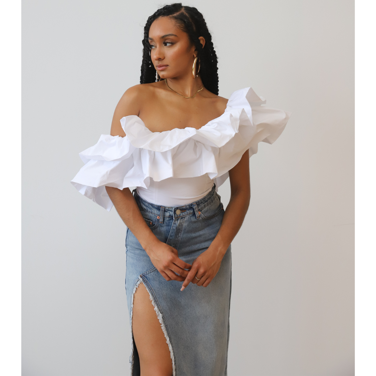 one sleeve ruffle top