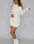 Cold Shoulder Sweater Dress (Cream)