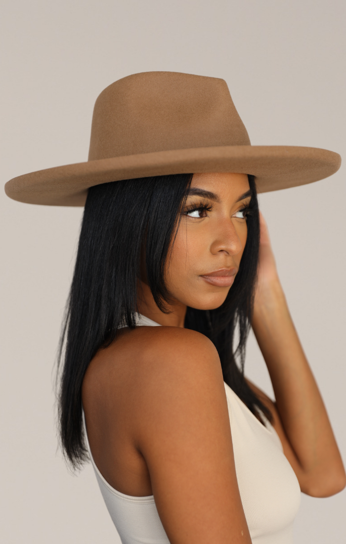 Wide Pencil Brim Hat (Camel)