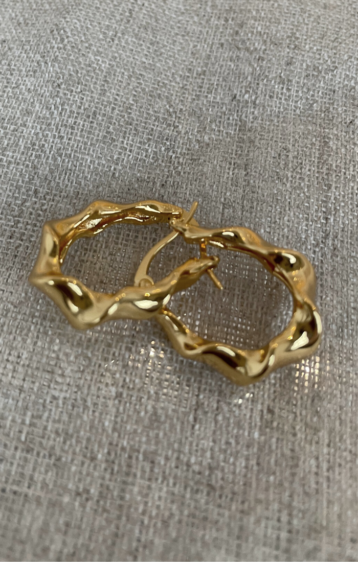 Mini Wave Gold Hoop Earrings