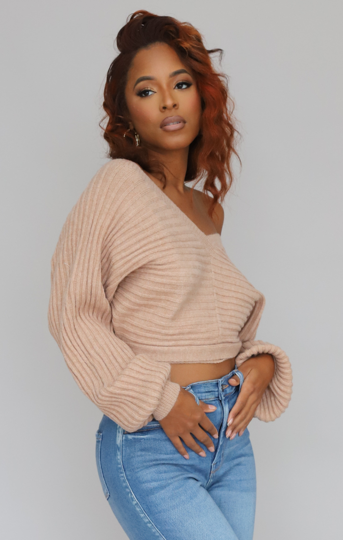 V neck 2025 back sweater